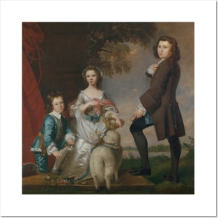 Thomas and Martha Neate with His Tutor, Thomas Needham by Joshua Reynolds Posters and Art